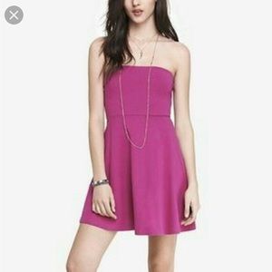 Express Strapless Fit and Flare Dress - Pink